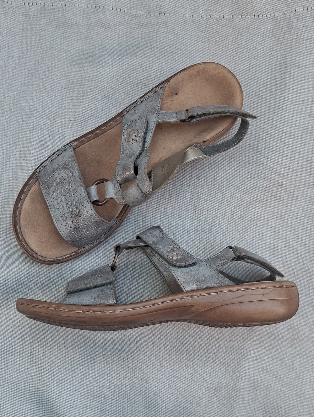 Rieker Silver Metallic Comfort Sandals, Size 40 (US 9-9.5)